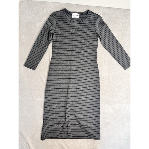 Sonnet James A Play Dress Women's Size XS Gray Black Striped Long Sleeve Stretch - Picture 3 of 15